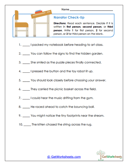 Narrator Check-Up Worksheet