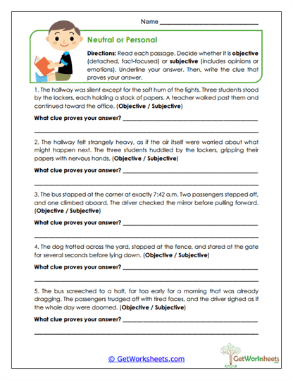 Neutral or Personal Worksheet