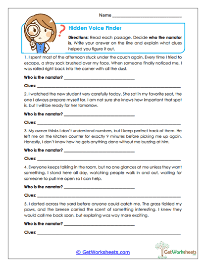 Hidden Voice Finder Worksheet
