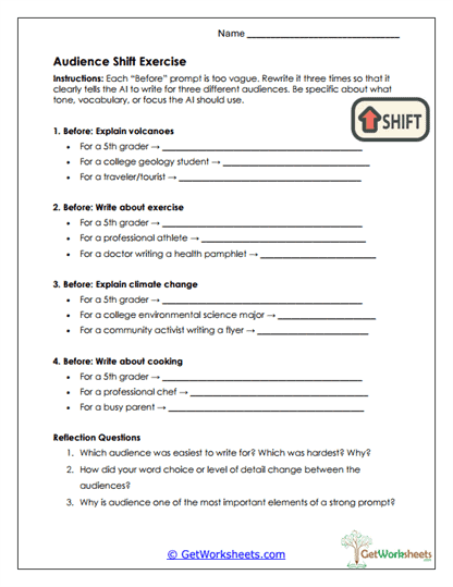 Audience Shift Exercise Worksheet