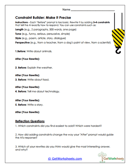Constraint Builder Worksheet
