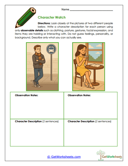 Writing from Observation Worksheets