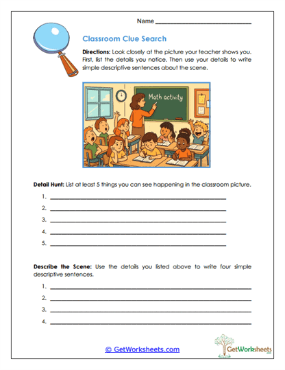 Classroom Clue Search Worksheet
