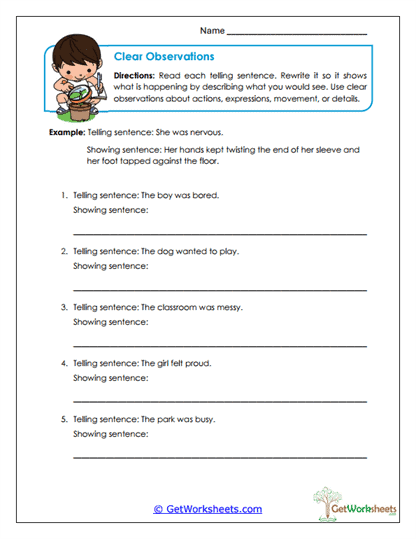 Clear Observations Worksheet