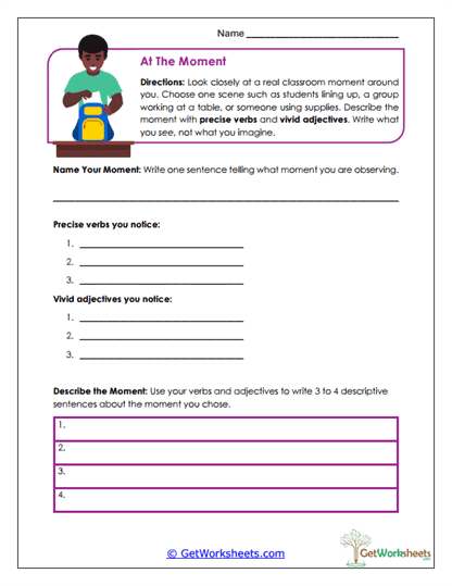 At the Moment Worksheet