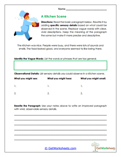 Kitchen Scene Worksheet