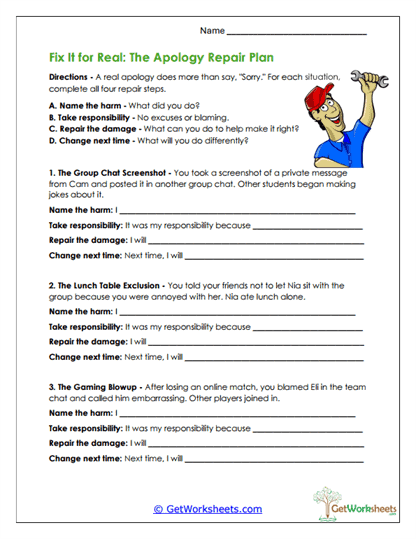 Fix It for Real: The Apology Repair Plan Worksheet