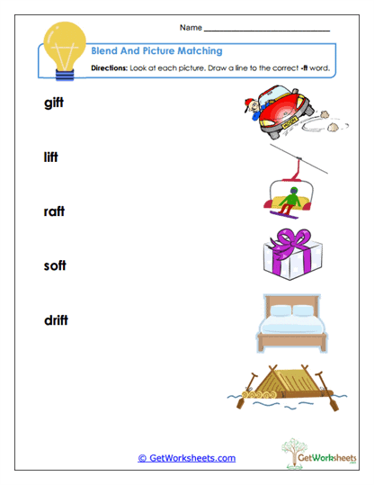 Picture Blend Match Worksheet