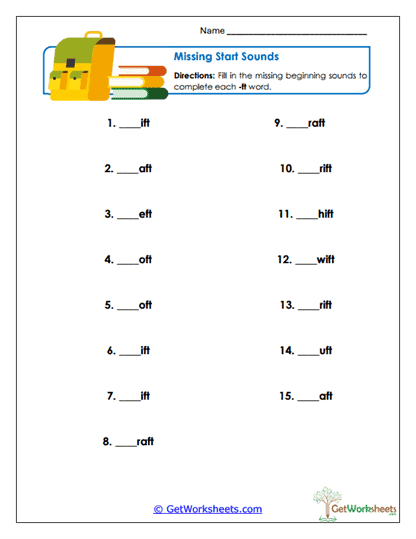 Missing Start Sounds Worksheet