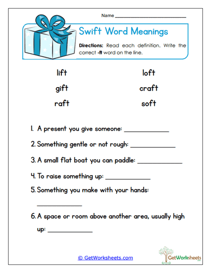Swift Word Meanings Worksheet