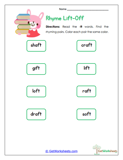 Rhyme Lift-Off Worksheet