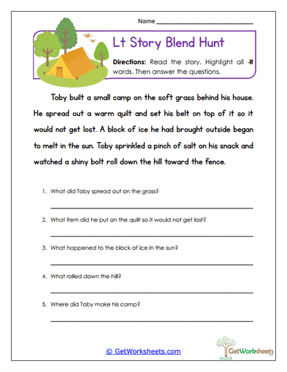 Story Blend Hunt Worksheet