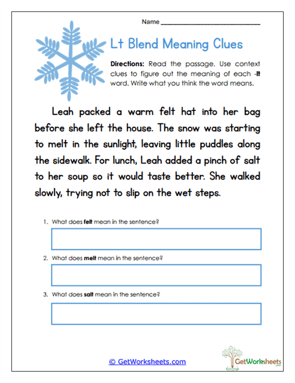 Meaning Clues Worksheet