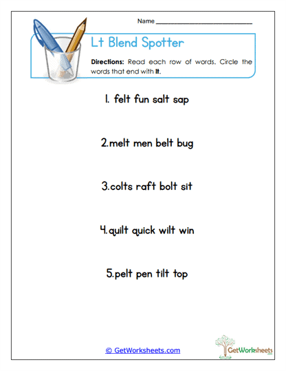 Blend Spotter Worksheet