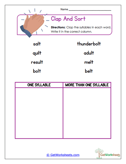 Clap and Sort Worksheet
