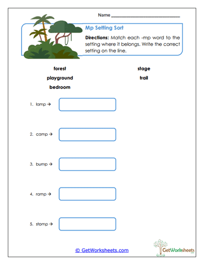 Setting Sort Worksheet
