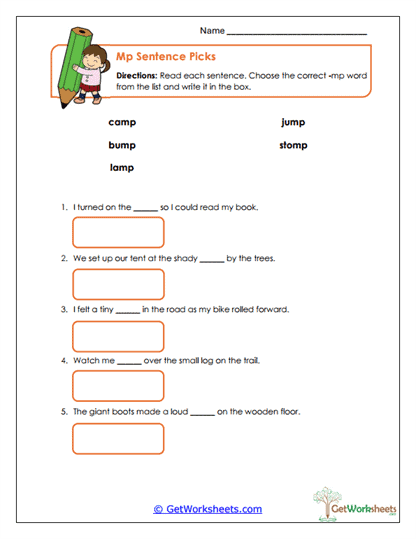 Sentence Picks Worksheet