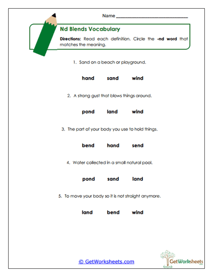Vocabulary Match Worksheet