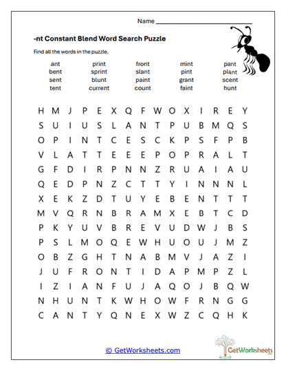 NT Blend Word Search Worksheet