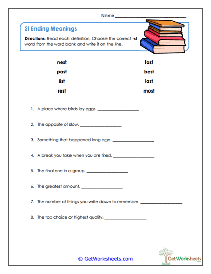 Ending Meanings Worksheet