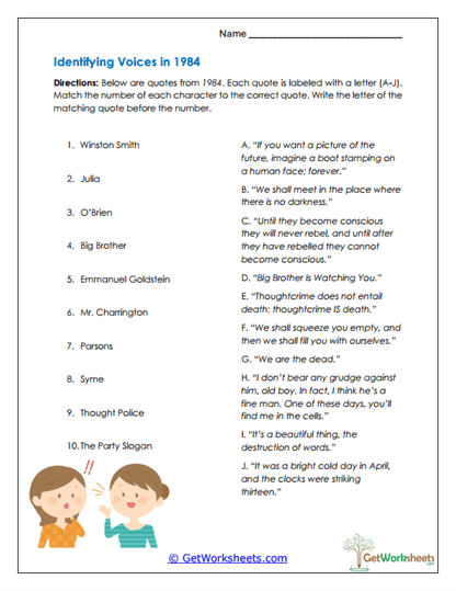 Identifying Voices Worksheet