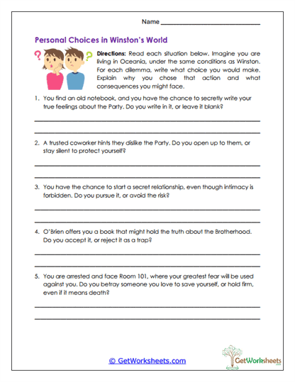 Personal Choices Reflection Worksheet
